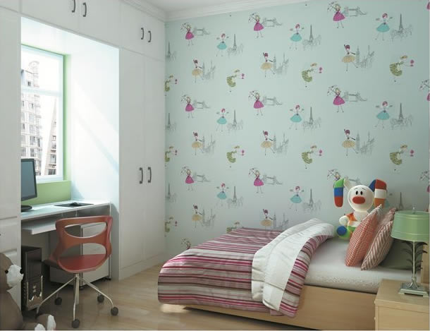儿童房墙纸室内装修效果图独家设计
